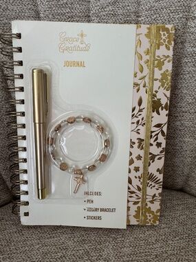 Grace & Gratitude Gold Accent Spiral Journal with Pen & Rosary Bracelet